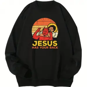 İsa geri mektup baskı kazak kadın rahat kazak sıcak yumuşak Hoodies gevşek Crewneck polar kad