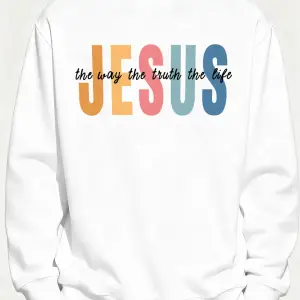 İsa Renkli Harfli Yaratıcı Baskılı Rahat Sokak Erkek Tişörtü Temel Spor Kazaklar Kışlık Her Ş