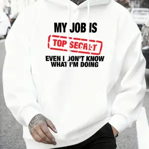 İşim Çok Gizli Baskılı Erkek Sonbahar Polar Tişörtü Yumuşak Koşu Kapüşonlu Üstü Sokak Rahat K