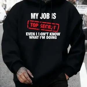 İşim Çok Gizli Baskılı Erkek Sonbahar Polar Tişörtü Yumuşak Koşu Kapüşonlu Üstü Sokak Rahat K