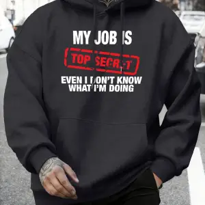 İşim Çok Gizli Baskılı Erkek Sonbahar Polar Tişörtü Yumuşak Koşu Kapüşonlu Üstü Sokak Rahat K