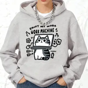 İşimden Keyif Çıkarın Kedi Baskılı Pamuklu Kapüşonlu Üstler Kadınlar İçin Kışlık Polar Sıcak