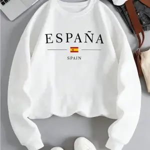 İspanya İspanya Bayrağı Tasarım Bayan Y2K Tişörtü Tüm Maç Gevşek Kazak Sonbahar Polar Sokak Ş