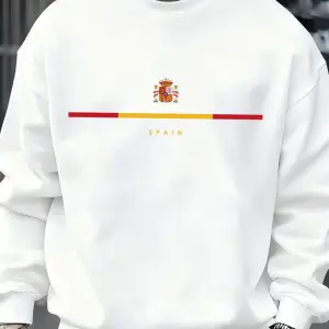 İspanya Ulusal Amblem Tasarımı Tişörtü Hip Hop Polar Tişörtü Sonbahar Modası Sokak Giyimi Tüm