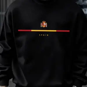 İspanya Ulusal Amblem Tasarımı Tişörtü Hip Hop Polar Tişörtü Sonbahar Modası Sokak Giyimi Tüm