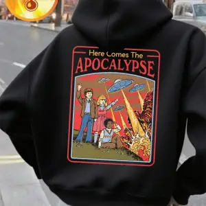 İşte Kıyamet Geliyor Ufo Baskılı Kapüşonlular Kadın Kışlık Polar Sıcak Tişörtler Günlük Cepli