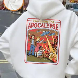 İşte Kıyamet Geliyor Ufo Baskılı Kapüşonlular Kadın Kışlık Polar Sıcak Tişörtler Günlük Cepli