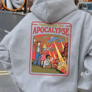 İşte Kıyamet Geliyor Ufo Baskılı Kapüşonlular Kadın Kışlık Polar Sıcak Tişörtler Günlük Cepli