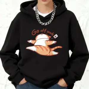 İşten Çıkın Mutlu Kedi Baskılı Pamuklu Kapüşonlu Üstler Kadınlar İçin Kışlık Polar Sıcak Swea