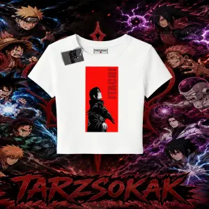 Itachi Uchiha Naruto Anime Karakteri Kadın Baby Tee Beyaz