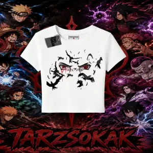 Itachi Uchiha Naruto Anime Karakteri Kadın Baby Tee Beyaz