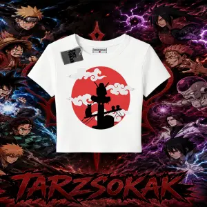 Itachi Uchiha Naruto Anime Karakteri Kadın Baby Tee Beyaz