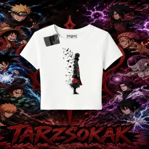 Itachi Uchiha Naruto Anime Karakteri Kadın Baby Tee Beyaz