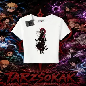 Itachi Uchiha Naruto Anime Karakteri Kadın Baby Tee Beyaz