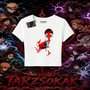 Itachi Uchiha Naruto Anime Karakteri Kadın Baby Tee Beyaz