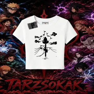 Itachi Uchiha Naruto Anime Karakteri Kadın Baby Tee Beyaz