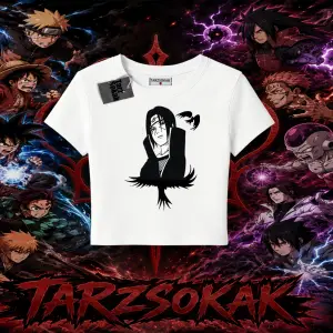 Itachi Uchiha Naruto Anime Karakteri Kadın Baby Tee Beyaz