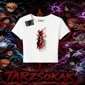 Itachi Uchiha Naruto Anime Karakteri Kadın Baby Tee Beyaz