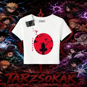 Itachi Uchiha Naruto Anime Karakteri Kadın Baby Tee Beyaz