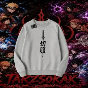 Itachi Uchiha Naruto Anime Karakteri Oversize Unisex Bisiklet Yaka Sweatshirt Beyaz