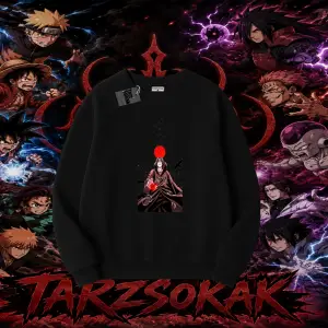 Itachi Uchiha Naruto Anime Karakteri Oversize Unisex Bisiklet Yaka Sweatshirt Beyaz