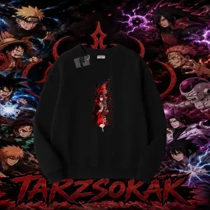 Itachi Uchiha Naruto Anime Karakteri Oversize Unisex Bisiklet Yaka Sweatshirt Beyaz