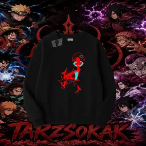 Itachi Uchiha Naruto Anime Karakteri Oversize Unisex Bisiklet Yaka Sweatshirt Beyaz