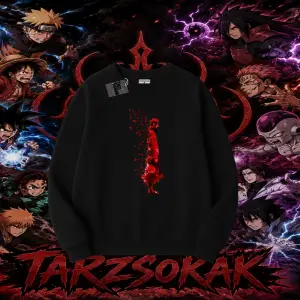 Itachi Uchiha Naruto Anime Karakteri Oversize Unisex Bisiklet Yaka Sweatshirt Beyaz