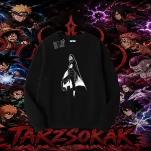 Itachi Uchiha Naruto Anime Karakteri Oversize Unisex Bisiklet Yaka Sweatshirt Beyaz