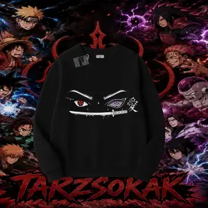 Itachi Uchiha Naruto Anime Karakteri Oversize Unisex Bisiklet Yaka Sweatshirt Beyaz