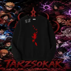 Itachi Uchiha Naruto Anime Karakteri Oversize Unisex Bisiklet Yaka Sweatshirt Beyaz