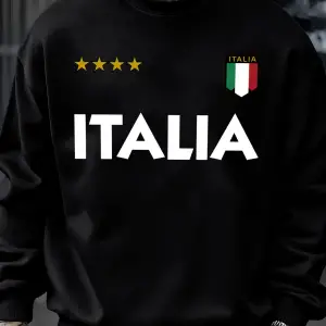 İtalya İtalyan Bayrağı Tasarım Kazak Erkekler Sonbahar Büyük Boy Spor Kazaklar Sokak Moda Giy