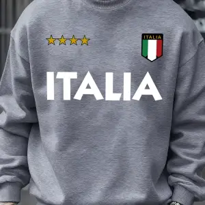 İtalya İtalyan Bayrağı Tasarım Kazak Erkekler Sonbahar Büyük Boy Spor Kazaklar Sokak Moda Giy