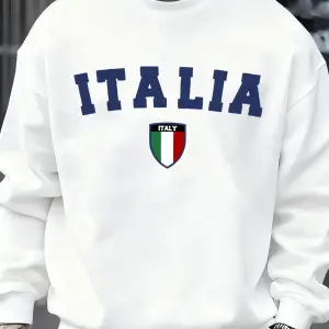 İtalya Mektup Ulusal Bayrak Rozeti Baskılı Erkek Kazaklar Polar Kazak Sokak Rahat Spor Giyim