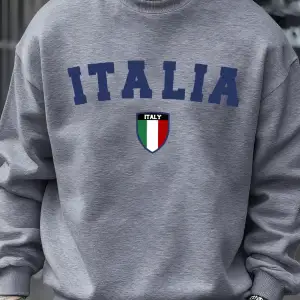 İtalya Mektup Ulusal Bayrak Rozeti Baskılı Erkek Kazaklar Polar Kazak Sokak Rahat Spor Giyim