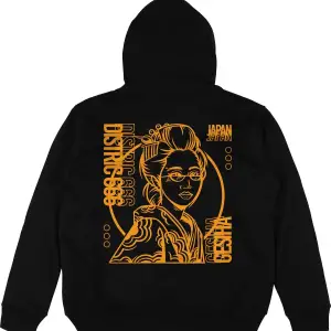 Japan Geisha v2 Siyah Oversize Unisex Kapüşonlu Sweatshirt Hoodie