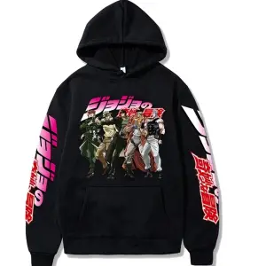 Japon Animesi Jojo Tuhaf Macera Unisex Hoodies 14685 Siyah