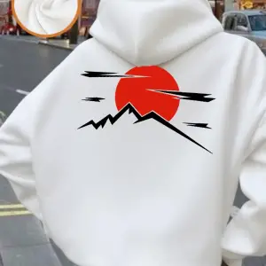 Japon Harajuku Güneş Baskı Hoodie Kadın Kış Polar Sıcak Kazaklar Temel Cep Tişörtü Rahat Gevş