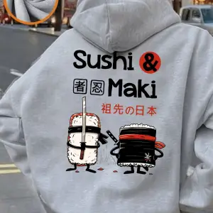 Japon suşi maki baskılar kapüşonlular kadın sonbahar kış polar sıcak kazak temelleri cep kaza