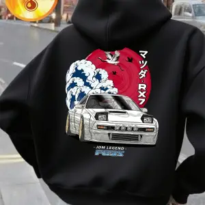 Japon Yerli Pazar Baskılı Kapüşonlu Üstler Kadınlar İçin Basit Bol Sweatshirtler Kışlık Polar