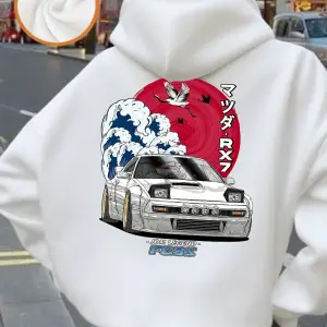 Japon Yerli Pazar Baskılı Kapüşonlu Üstler Kadınlar İçin Basit Bol Sweatshirtler Kışlık Polar