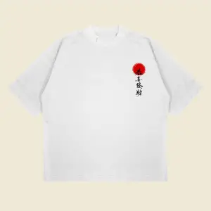 Japonca Baskılı Oversize Unisex Pamuklu Nefes Alan Kalın Kumaşlı