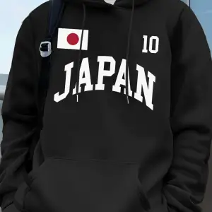 Japonya Bayrağı Mektup Baskı Kapüşonlular Erkekler Koşu Cep Tişörtü Sportif Gevşek Kazaklar K