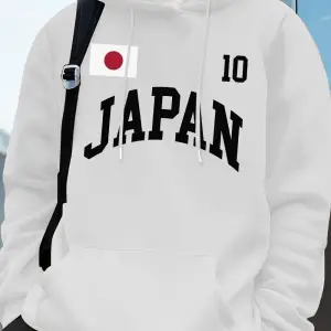 Japonya Bayrağı Mektup Baskı Kapüşonlular Erkekler Koşu Cep Tişörtü Sportif Gevşek Kazaklar K