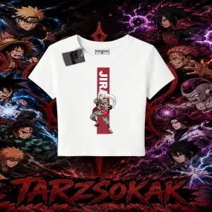 Jiraiya Naruto Anime Karakteri Kadın Baby Tee Beyaz