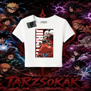 Jiraiya Naruto Anime Karakteri Kadın Baby Tee Beyaz
