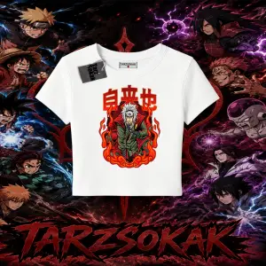 Jiraiya Naruto Anime Karakteri Kadın Baby Tee Beyaz