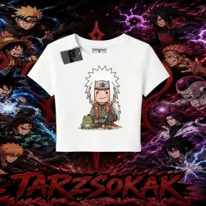 Jiraiya Naruto Anime Karakteri Kadın Baby Tee Beyaz