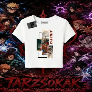 Jiraiya Naruto Anime Karakteri Kadın Baby Tee Beyaz