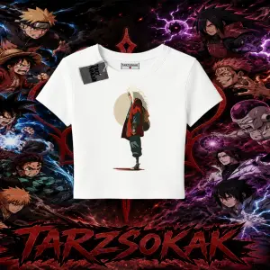 Jiraiya Naruto Anime Karakteri Kadın Baby Tee Beyaz